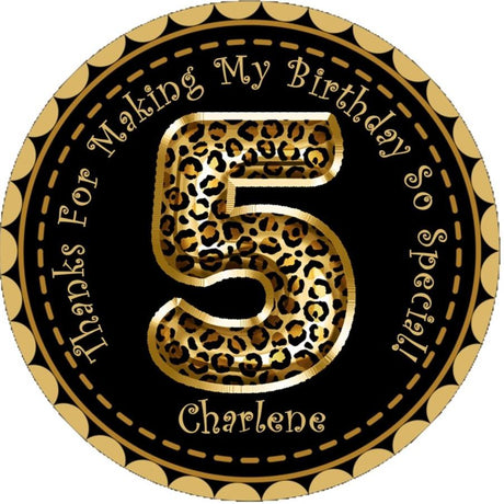 Black and gold animal print party label