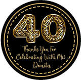 Black and gold leopard print birthday sticker
