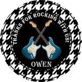 Black and white rock star guitar birthday sticker