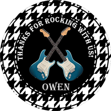 Black and white rock star guitar birthday sticker