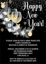 Black gold new years eve party invitations