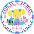 Blonde slumber party birthday sticker with nail polish and slippers