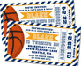 Blue And Gold Basketball Birthday Party Ticket Invitations