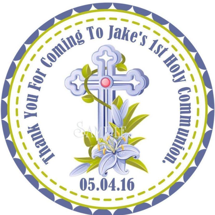 Blue And Green First Communion Stickers