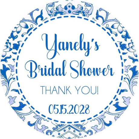 Blue And White Chinoiserie Bridal Shower Stickers Or Favor Tags