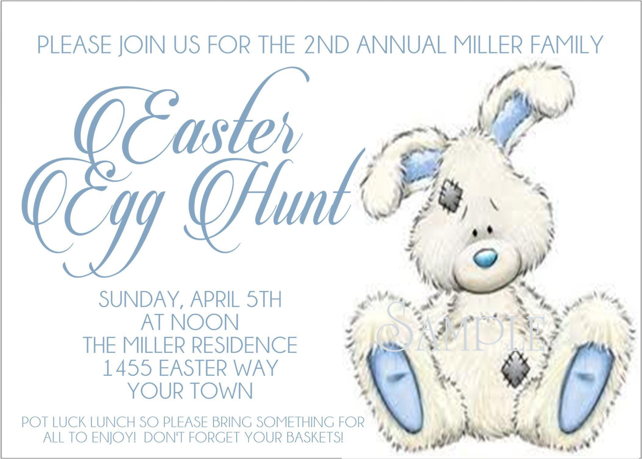 Blue And White Easter Egg Hunt Invitations