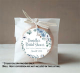 Blue And White Floral Bridal Shower Stickers Or Favor Tags
