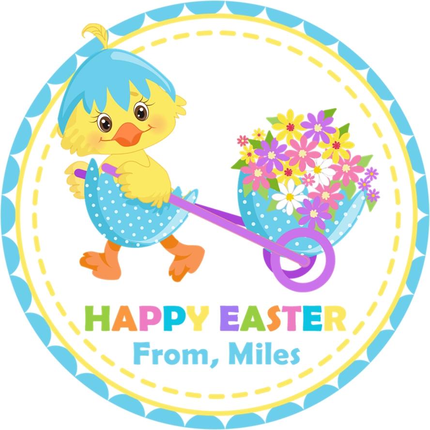 Blue And Yellow Easter Chick Stickers Or Favor Tags