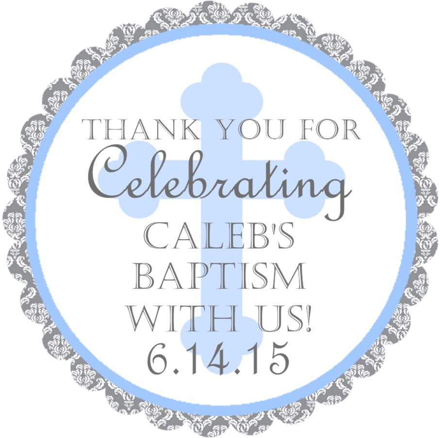 Blue Baptism Stickers Or Favor Tags