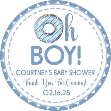 Blue Boys Donut Baby Shower Stickers Or Favor Tags
