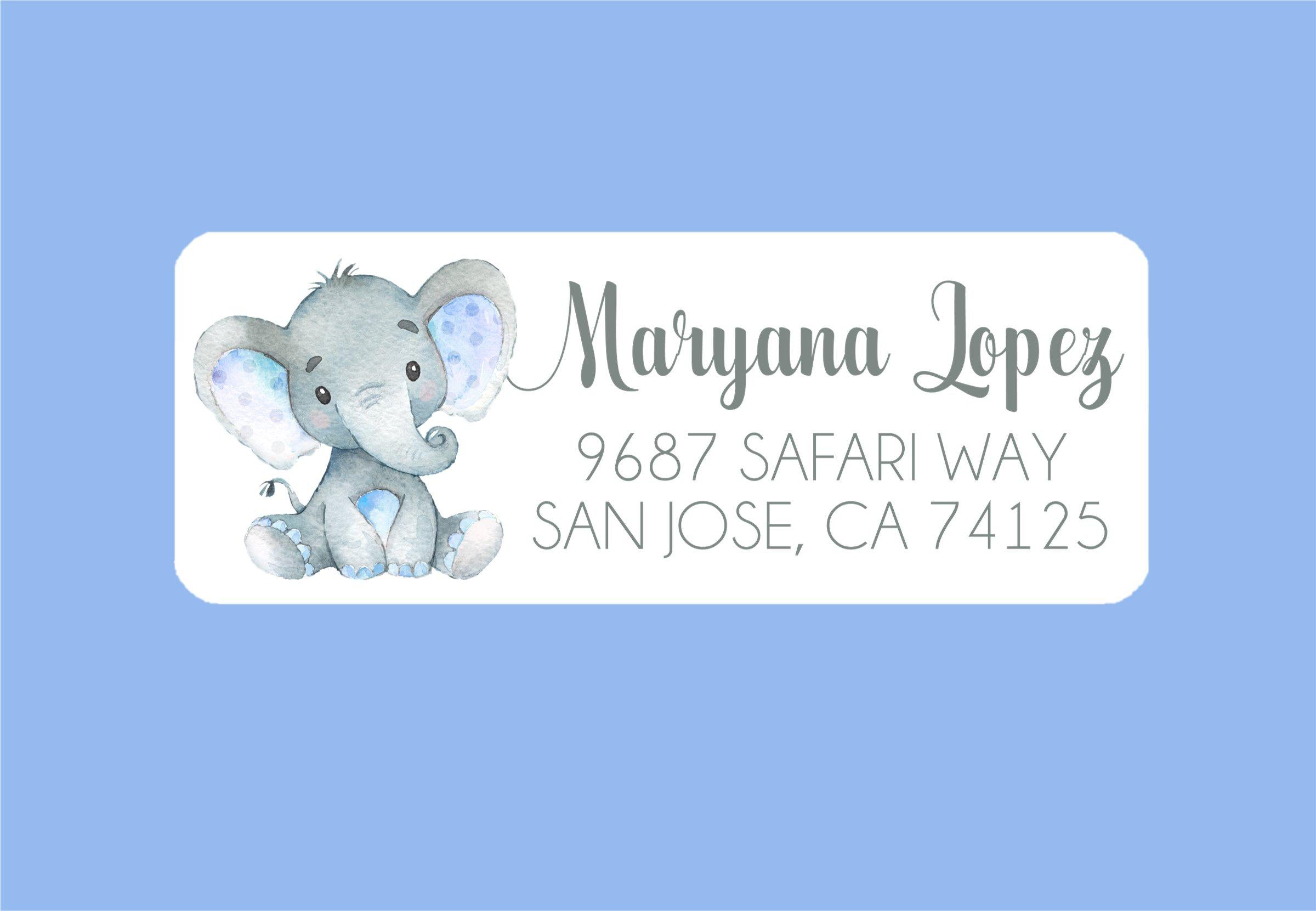 Blue Elephant Address Labels