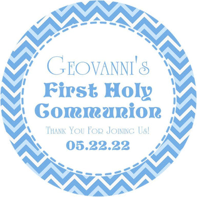 Blue First Communion Stickers Or Favor Tags