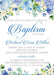Blue Floral Baptism Invitations