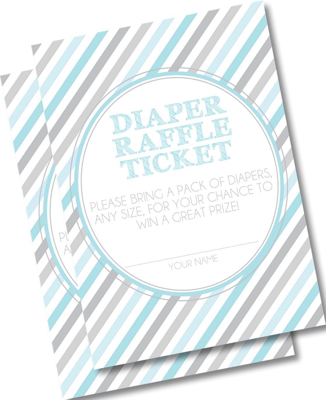 Blue & Grey Striped Diaper Raffle Tickets