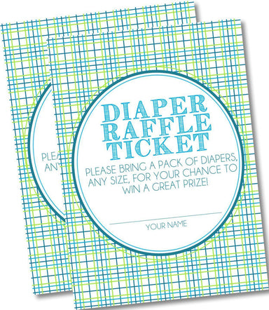 Blue & Lime Plaid Diaper Raffle Tickets