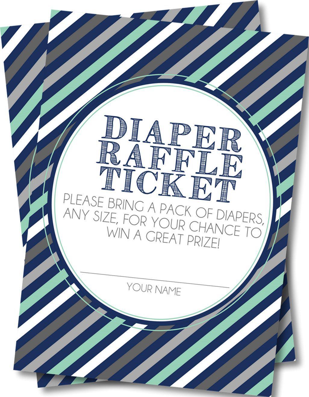 Blue & Mint Striped Diaper Raffle Tickets