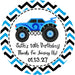 Blue Monster Truck Birthday Party Stickers Or Favor Tags
