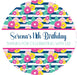 Blue, Pink & Yellow Floral Birthday Party Stickers Or Favor Tags