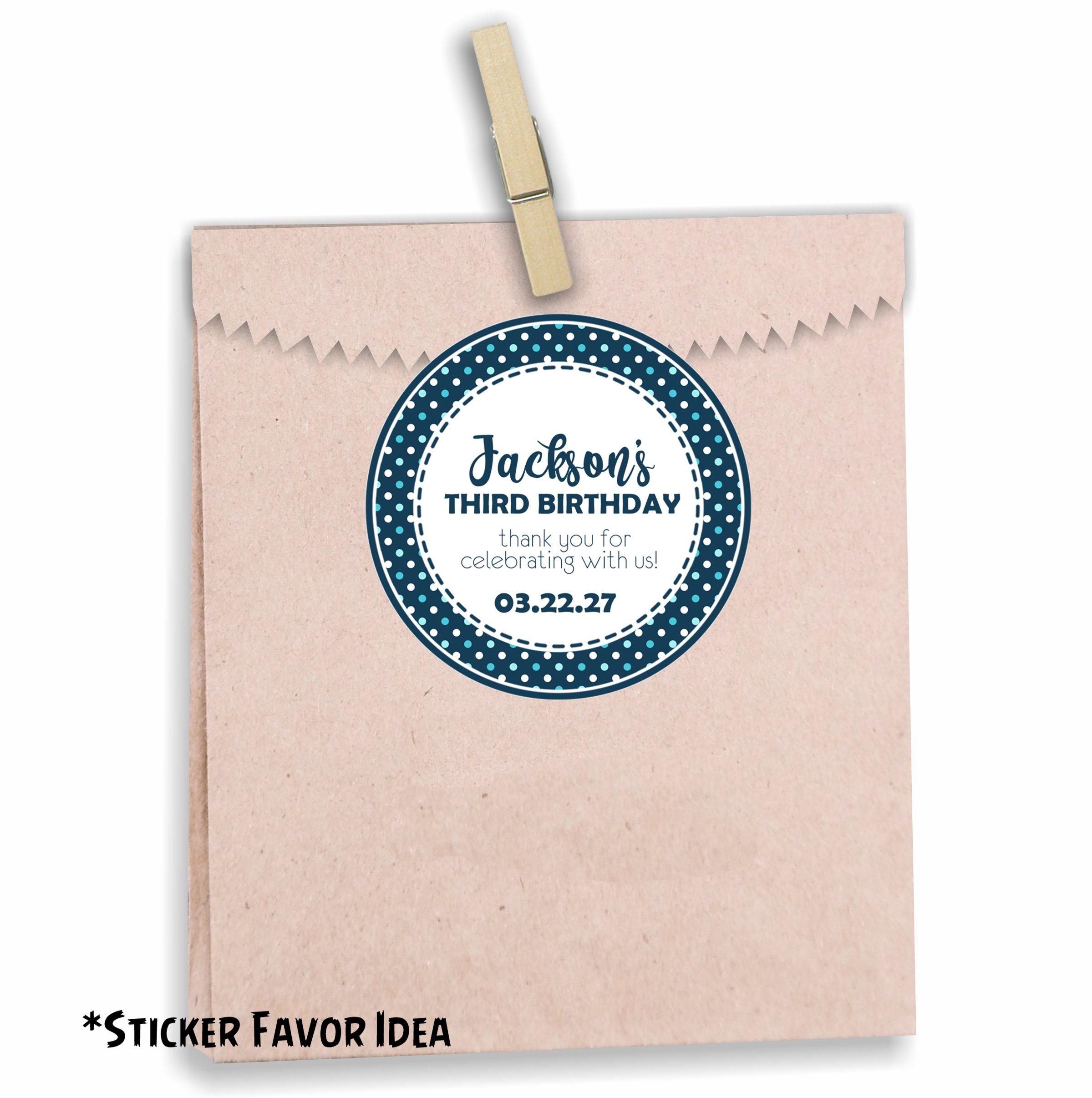 Blue Polka Dot Birthday Party Stickers Or Favor Tags