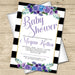 Blue & Purple Floral Baby Shower Invitations