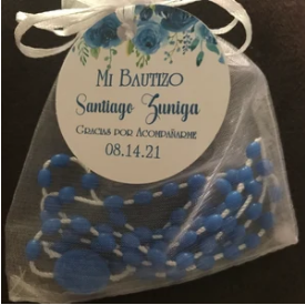 Blue Spanish Baptism Stickers Or Favor Tags