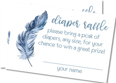 Blue Tribal Feather Diaper Raffle Tickets