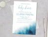 Blue Watercolor Baby Shower Invitations