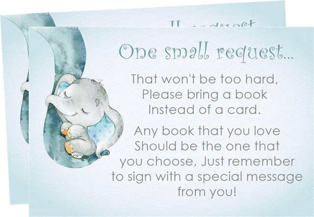 Blue Elephant Baby Shower Book Request Instant PDF