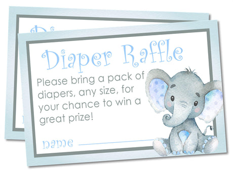 Blue Elephant Baby Shower Diaper Raffle Tickets Printable PDF Download