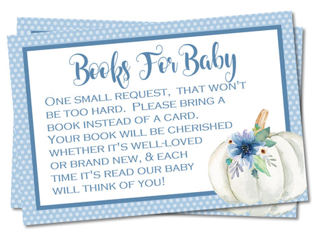 Blue Floral Pumpkin Book Request Cards Printable