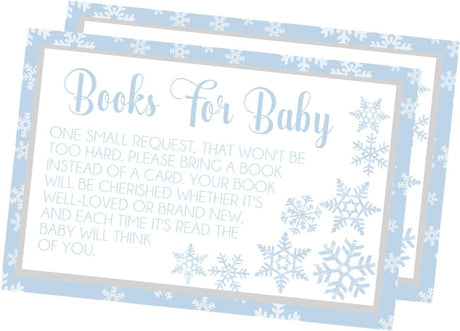 Blue Snowflake Baby Shower Book Request Cards Printable