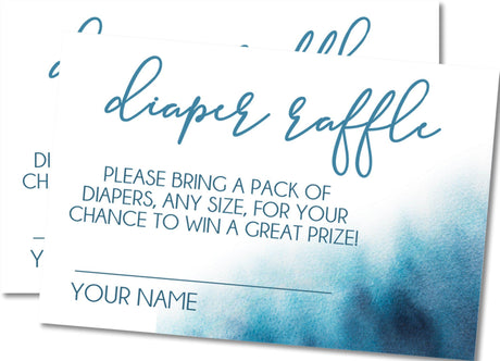 Blue Watercolor Baby Shower Diaper Raffle Tickets Printable PDF Download