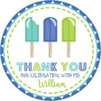 Blue and green popsicle birthday sticker