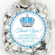 Blue and silver prince crown birthday sticker