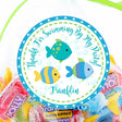 Blue and teal fish ocean party favor label