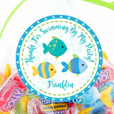 Blue and teal fish ocean party favor label