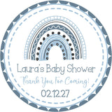 Blue boho rainbow baby shower sticker