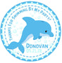 Blue dolphin under the sea birthday sticker