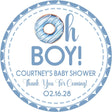 Blue donut Oh Boy baby shower sticker