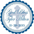 Blue god bless baptism sticker with cross design