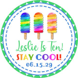 Blue green popsicle birthday sticker design
