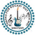 Blue guitar rock star birthday sticker with musical notes
