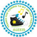 Blue hip hop dance birthday sticker with sneaker and music notes