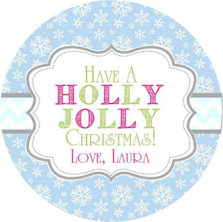 Blue holly jolly Christmas sticker