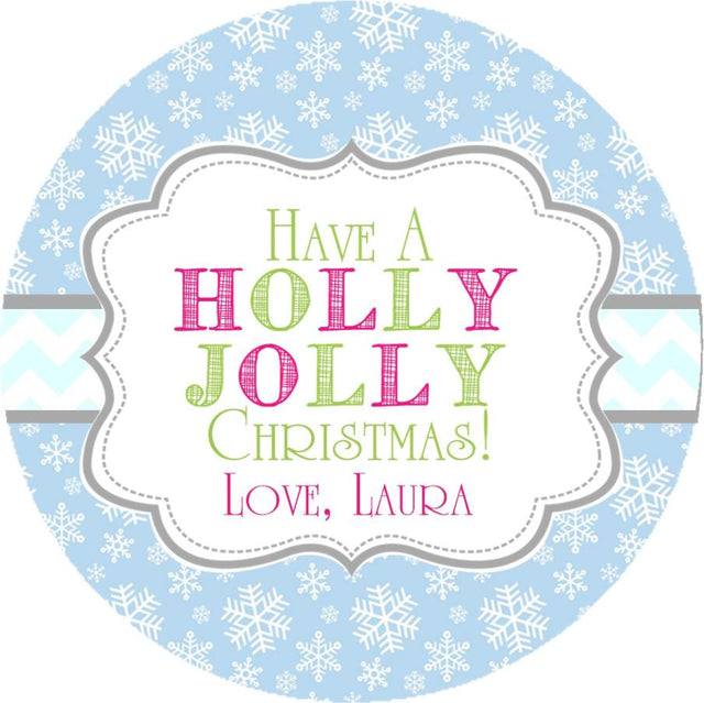 Blue holly jolly Christmas sticker
