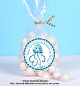 Blue jellyfish ocean birthday sticker design