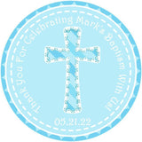Blue lace cross Baptism sticker