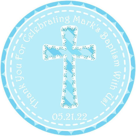 Blue lace cross Baptism sticker