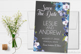 Blue lavender rustic save the date cards