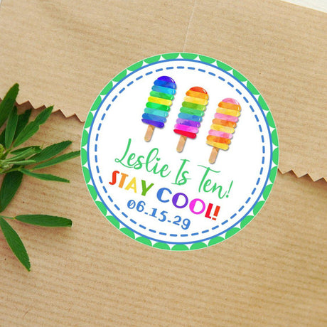Blue mint popsicle treat sticker personalized